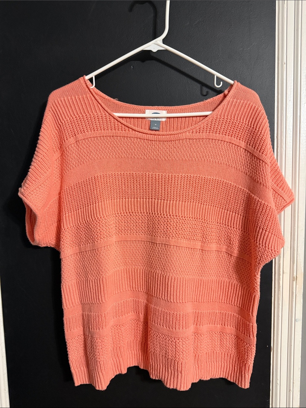 Old Navy Retro Peach Open Weave Short Sleeve Sweater Size: M